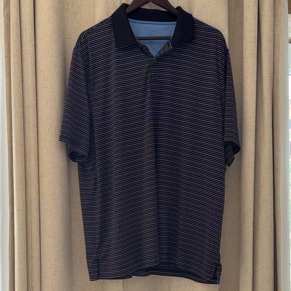 George Men's Black Soot Thin-Striped Polo